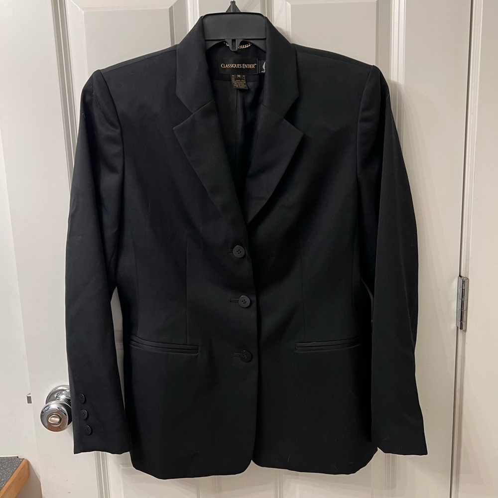 Classiques Entier Wool Three Button Blazer In Bla… - image 1